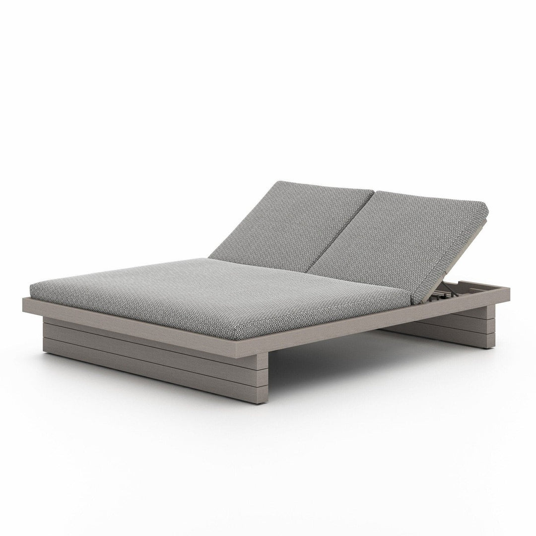 Lennox Outdoor Double Chaise, Weathered Grey - Faye Ash