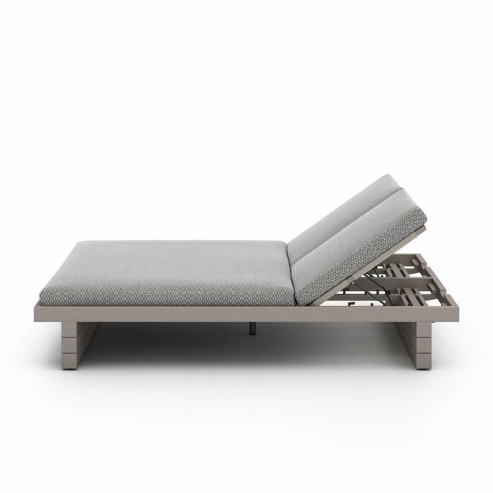 Lennox Outdoor Double Chaise, Weathered Grey - Faye Ash