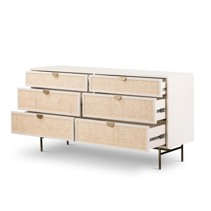 Vivienne 6 Drawer Dresser - Light Natural Cane