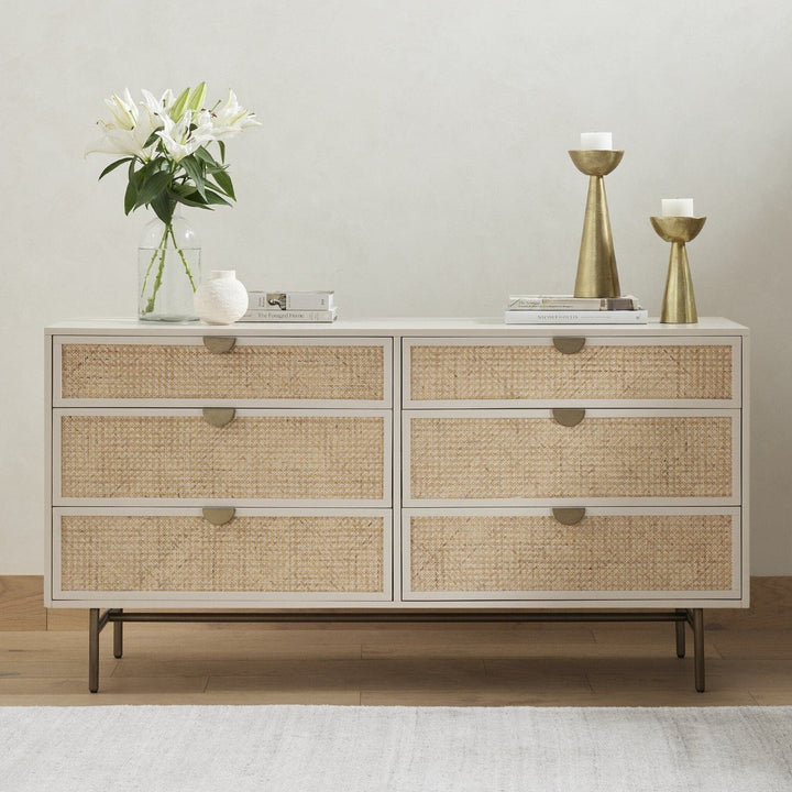 Vivienne 6 Drawer Dresser - Light Natural Cane