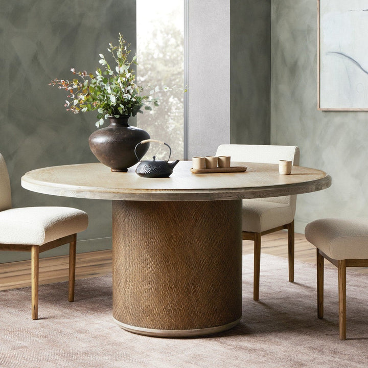 Kiara Round Dining Table - Weathered Blonde Oak