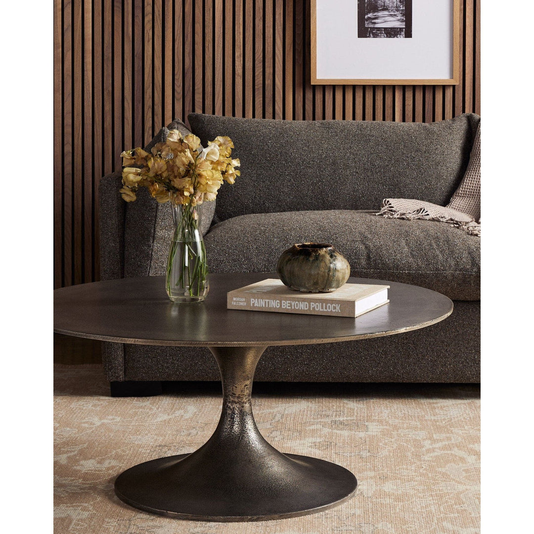 Sienna Round Coffee Table - Raw Antique Nickel