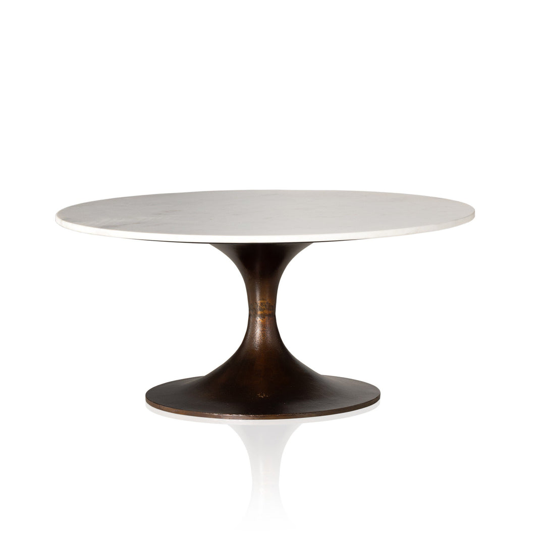 Simone Round Coffee Table - Polished White Marble