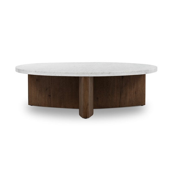 Toli Coffee Table-Four Hands-FH-228121-008-Coffee TablesRustic Fawn Veneer / Italian White Marble-11-France and Son