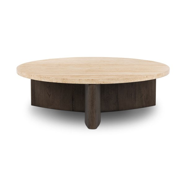 Toli Coffee Table-Four Hands-FH-228121-009-Coffee TablesSmoked Black Veneer / Travertine-13-France and Son