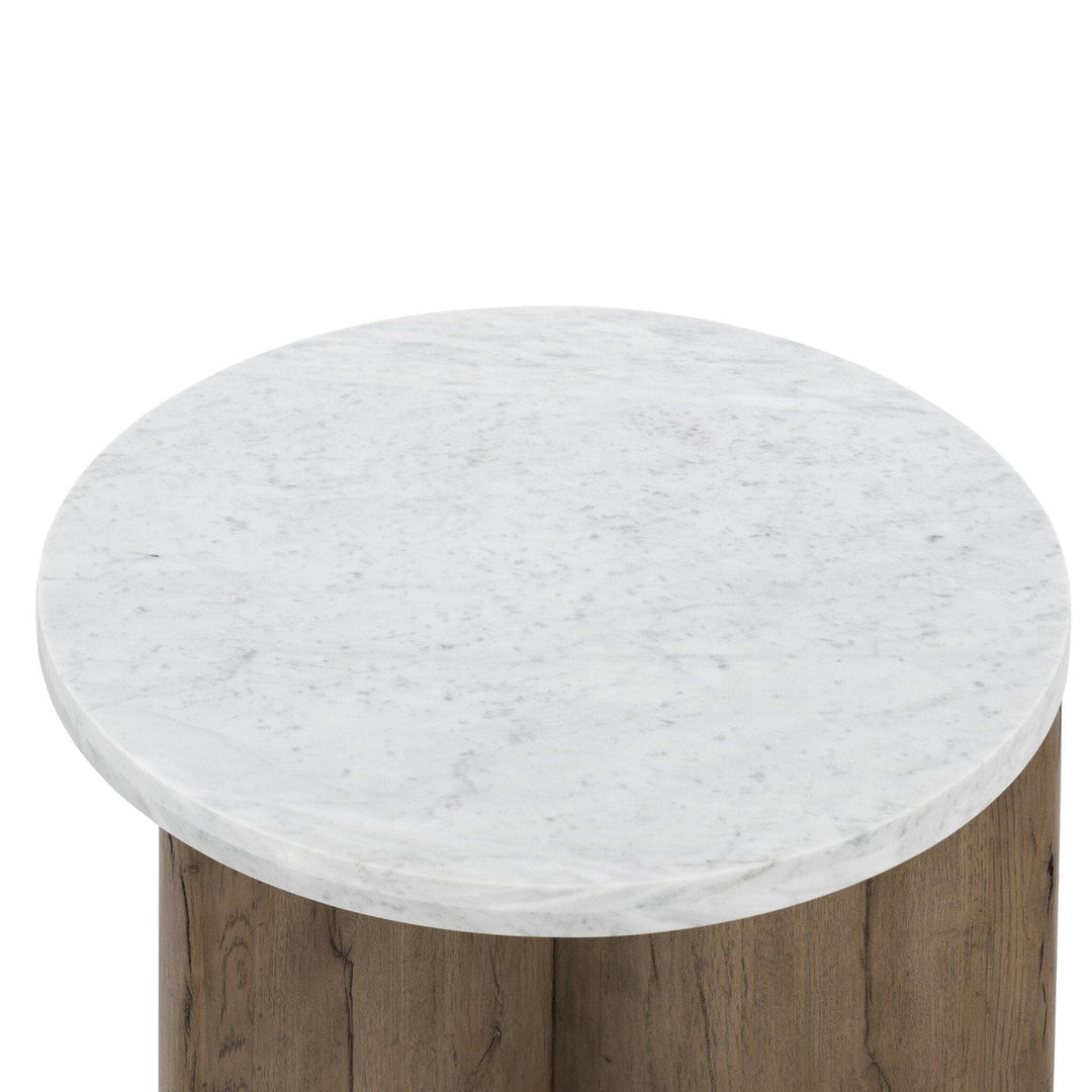 Toby End Table - Italian White Marble & Rustic Grey