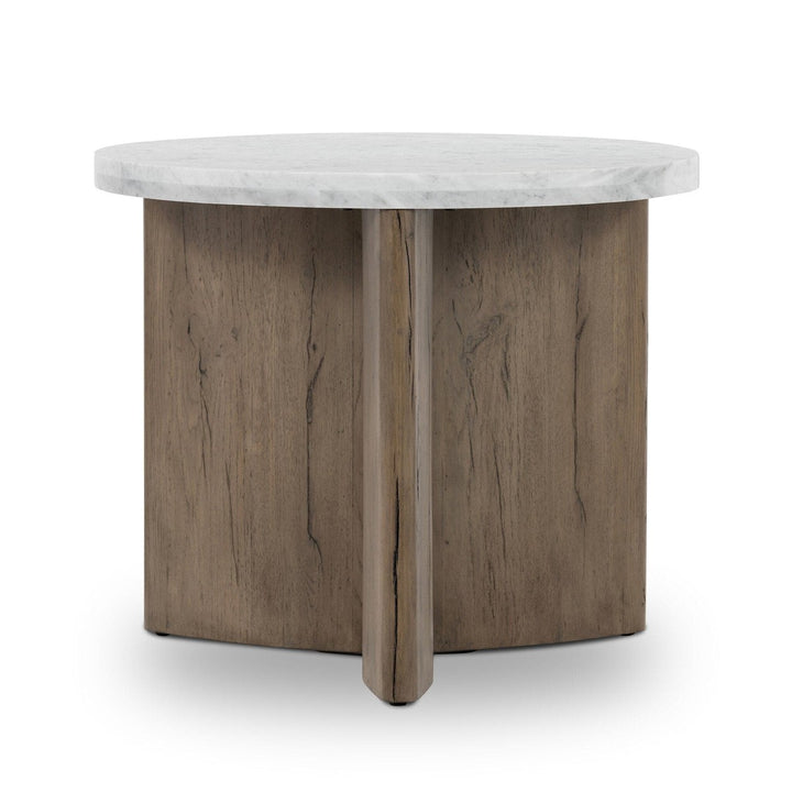 Toby End Table - Italian White Marble & Rustic Grey