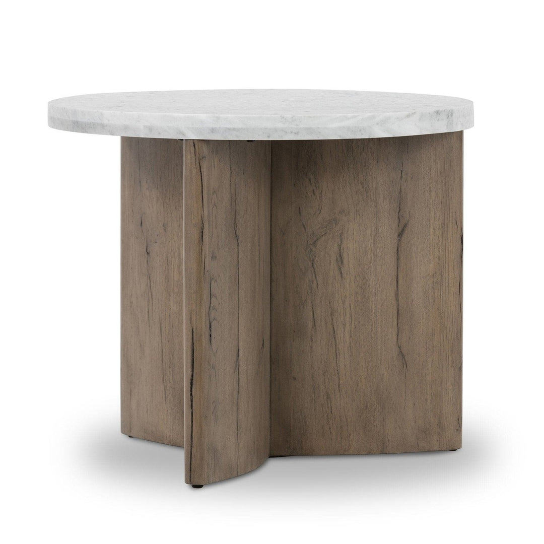 Toby End Table - Italian White Marble & Rustic Grey