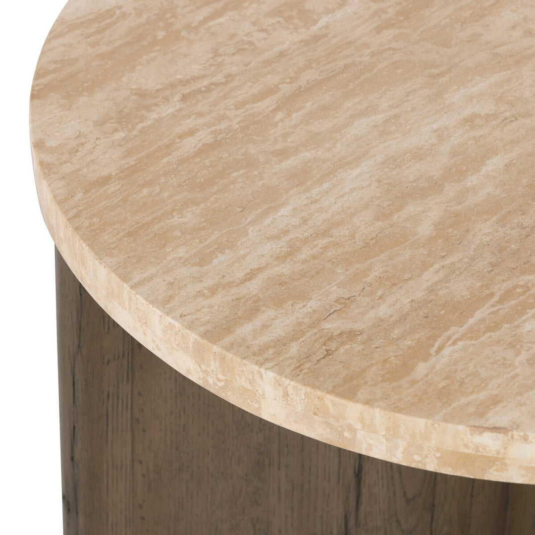 Niko End Table - Rustic Grey Veneer - Travertine