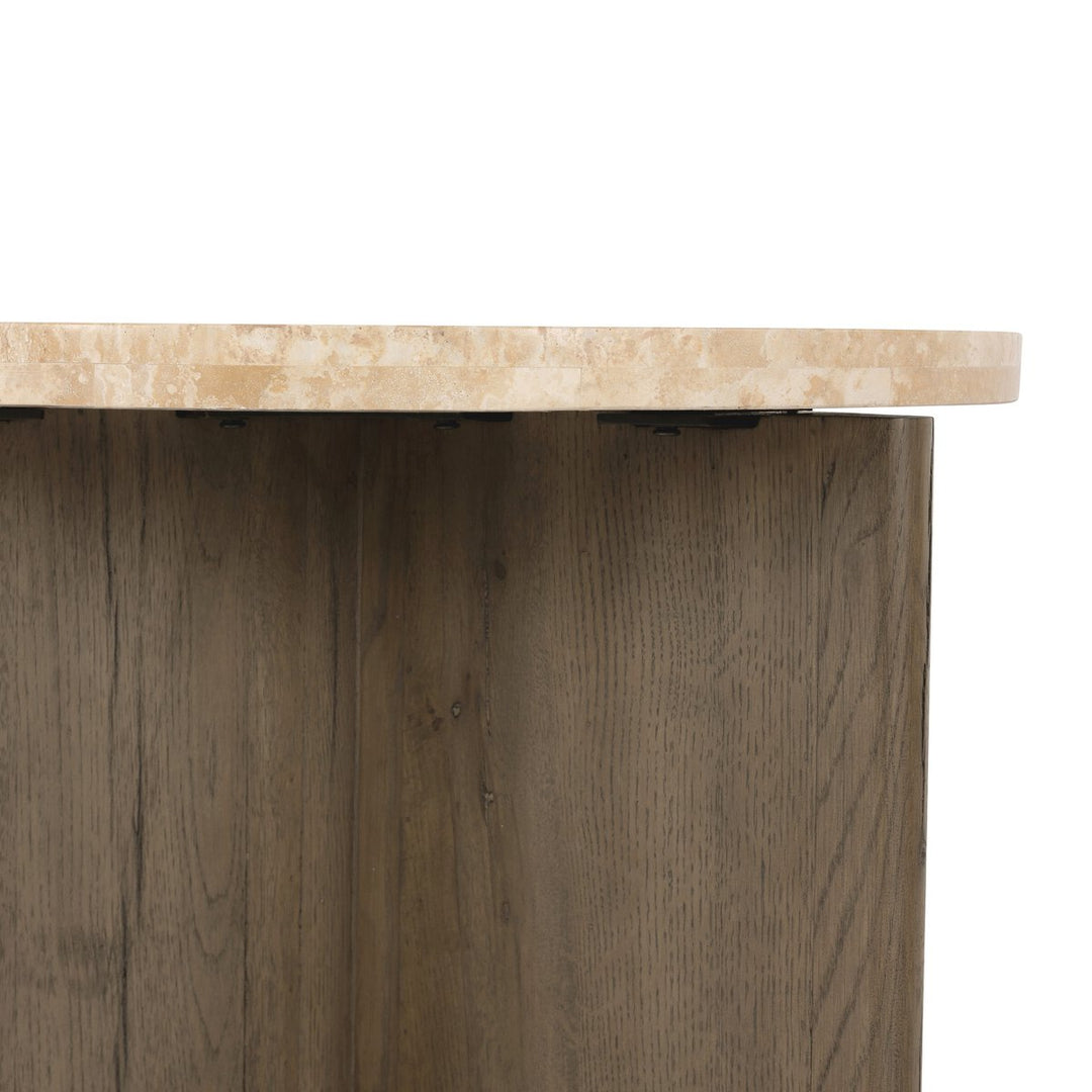 Niko End Table - Rustic Grey Veneer - Travertine