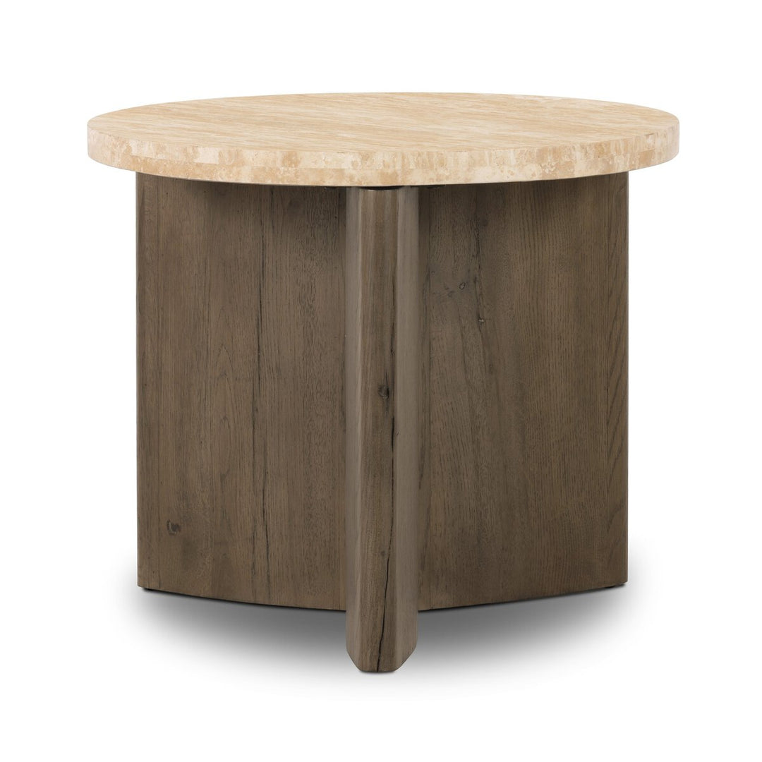 Niko End Table - Rustic Grey Veneer - Travertine