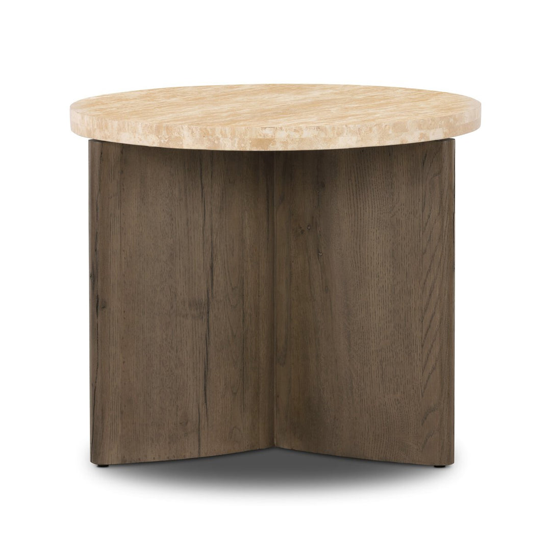 Niko End Table - Rustic Grey Veneer - Travertine