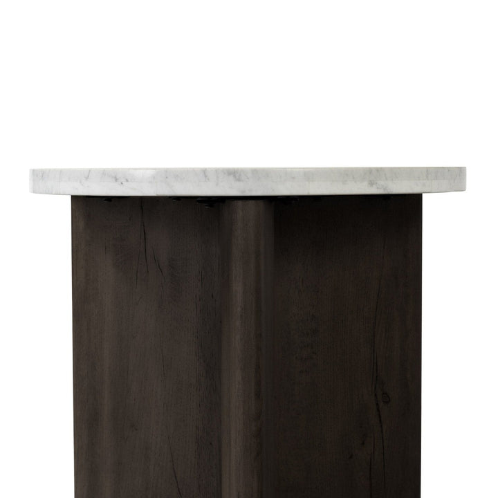 Toby End Table - White Marble & Smoked Black