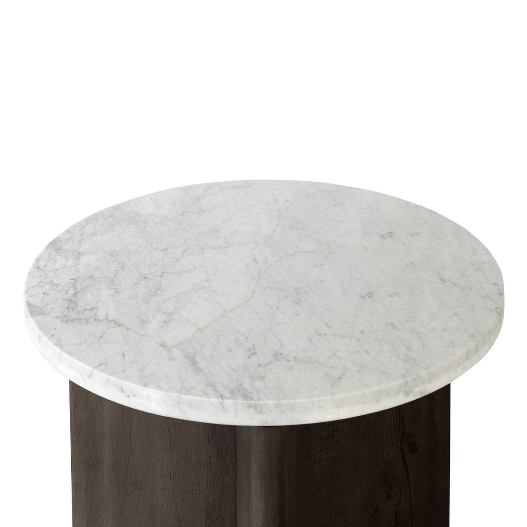 Toby End Table - White Marble & Smoked Black