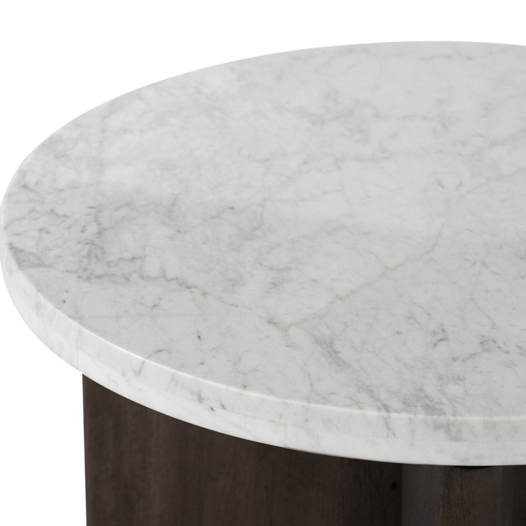 Toby End Table - White Marble & Smoked Black