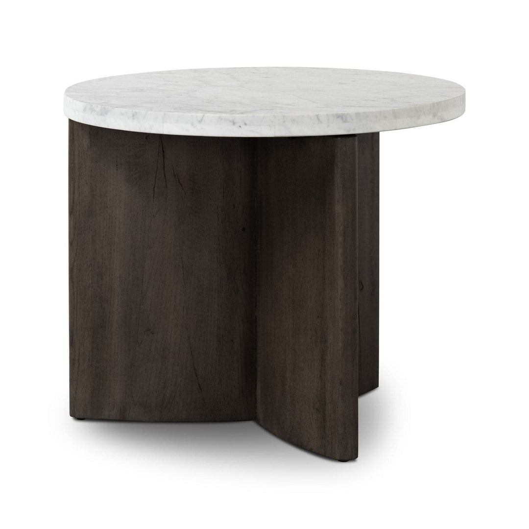 Toby End Table - White Marble & Smoked Black