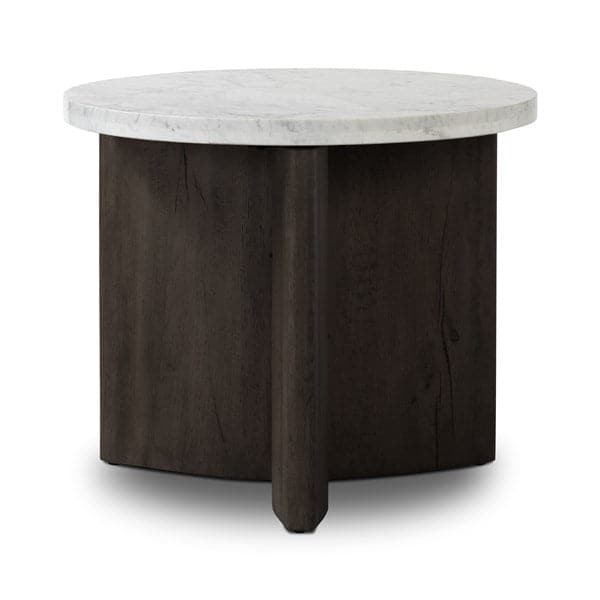 Toli End Table-Four Hands-FH-228128-010-Side TablesSmoked Black Veneer-Italian White Marble-10-France and Son