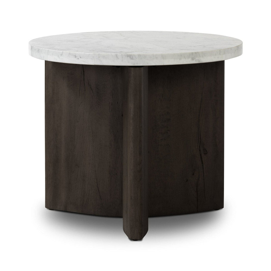 Toby End Table - White Marble & Smoked Black