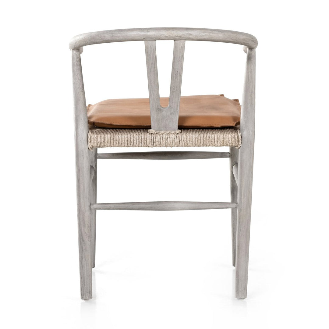 Modelo Dining Chair W/ Cushion - Weathered Grey Teak - Whiskey Saddle