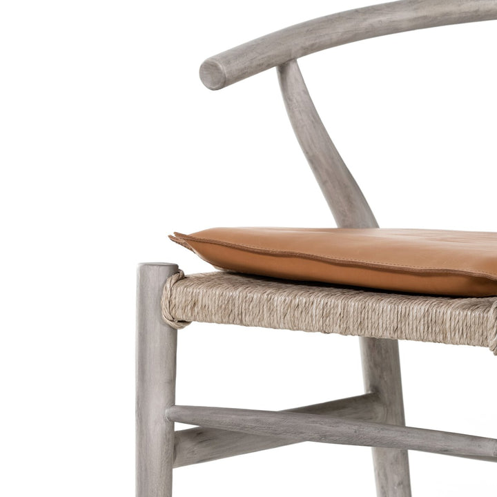 Modelo Dining Chair W/ Cushion - Weathered Grey Teak - Whiskey Saddle