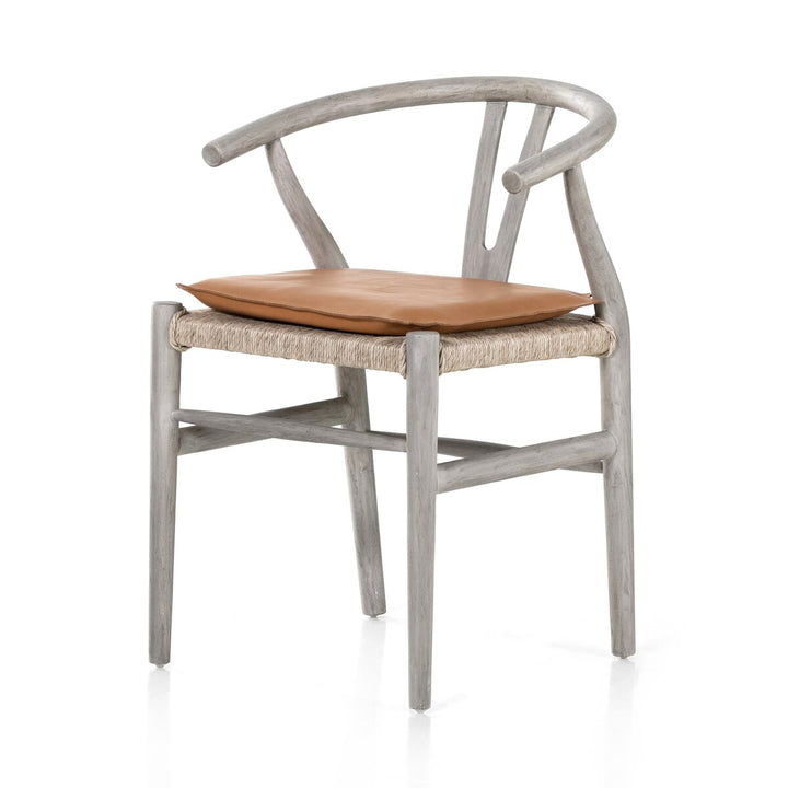 Modelo Dining Chair W/ Cushion - Weathered Grey Teak - Whiskey Saddle