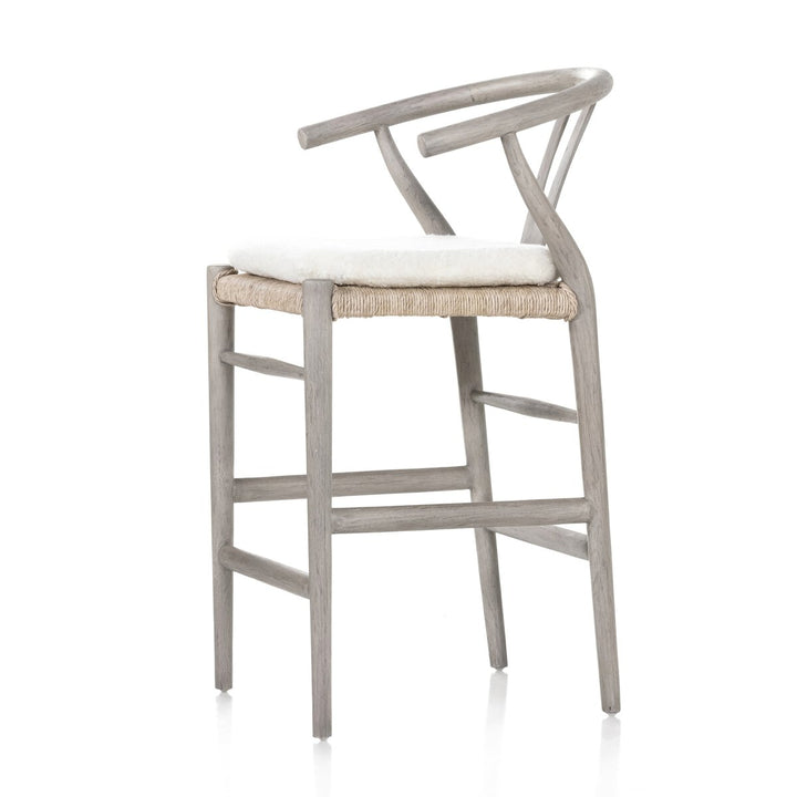 Modelo Bar + Counter Stool - Counter Stool - Weathered Grey - Cream Shorn Sheepskin