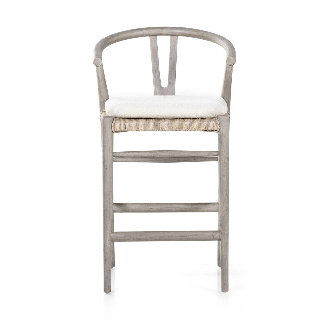 Modelo Bar + Counter Stool - Counter Stool - Weathered Grey - Cream Shorn Sheepskin