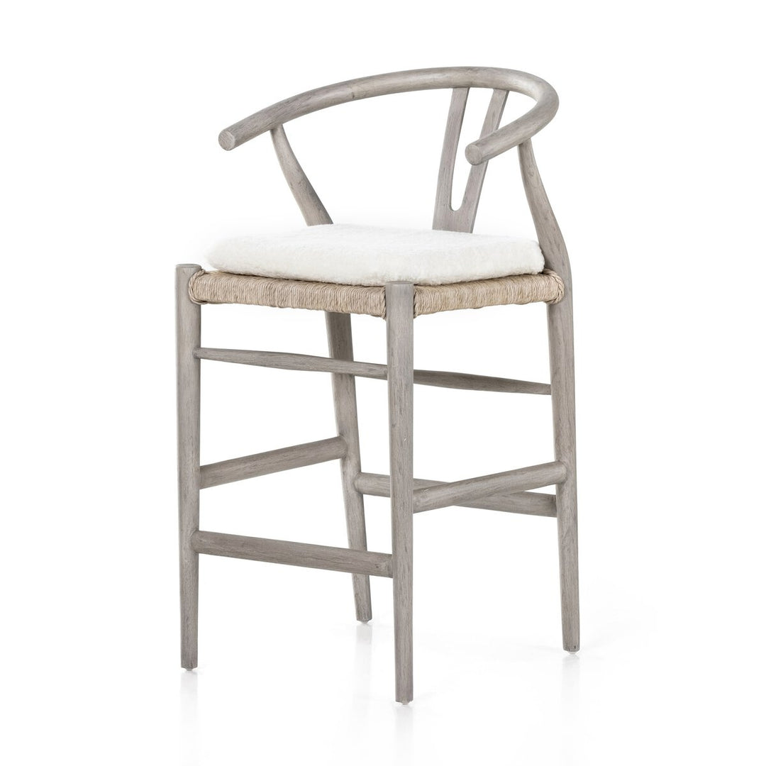 Modelo Bar + Counter Stool - Counter Stool - Weathered Grey - Cream Shorn Sheepskin