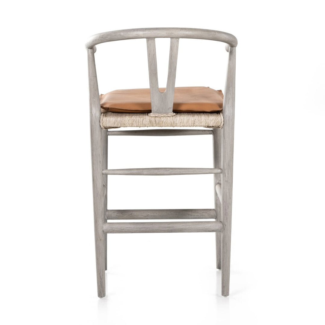 Modelo Bar + Counter Stool - Counter Stool - Weathered Grey - Whiskey Saddle