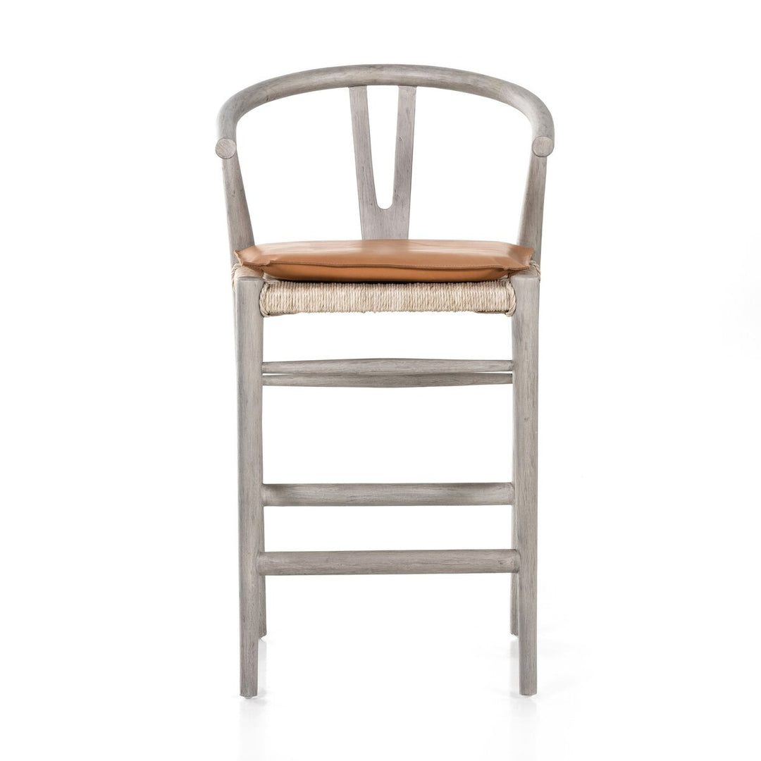 Modelo Bar + Counter Stool - Counter Stool - Weathered Grey - Whiskey Saddle