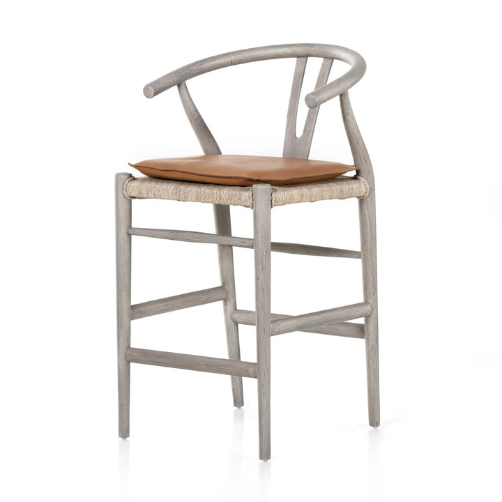 Modelo Bar + Counter Stool - Counter Stool - Weathered Grey - Whiskey Saddle