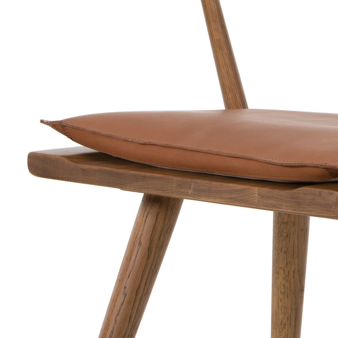 Harper Dining Chair - Sandy Oak - Whiskey Saddle