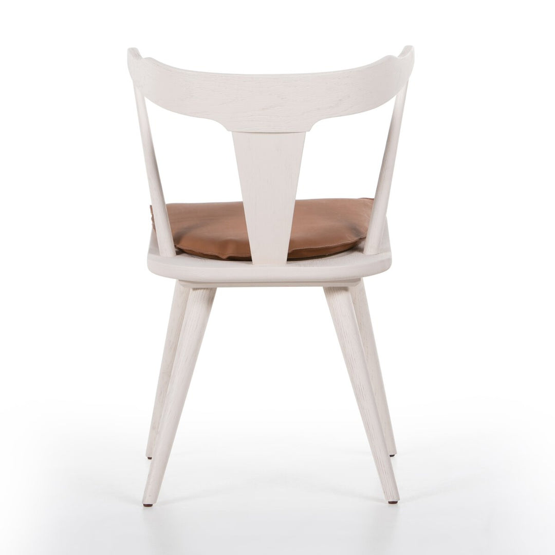 Harper Dining Chair - Off White - Whiskey Saddle