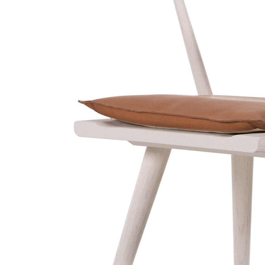 Harper Dining Chair - Off White - Whiskey Saddle