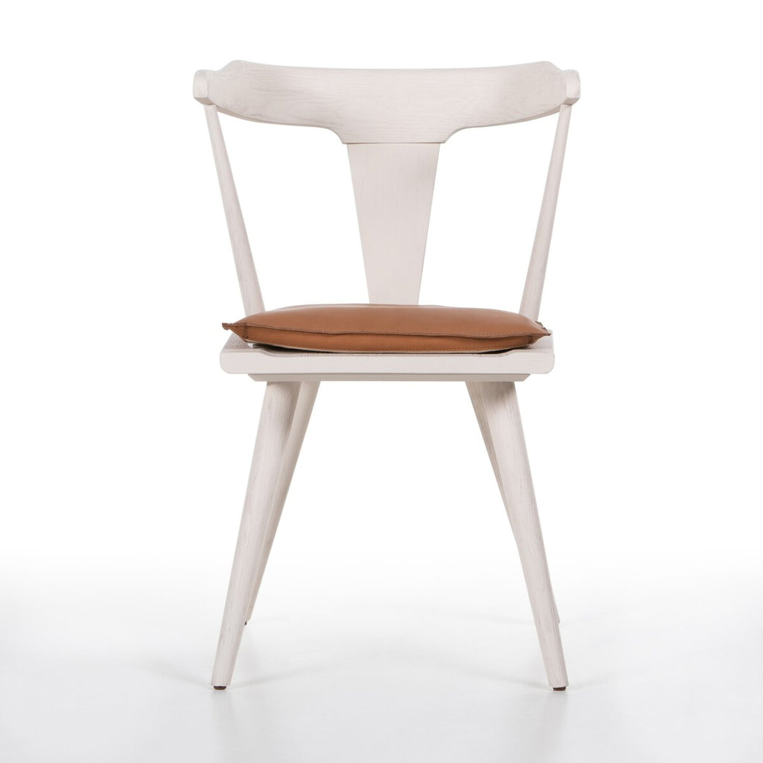 Harper Dining Chair - Off White - Whiskey Saddle