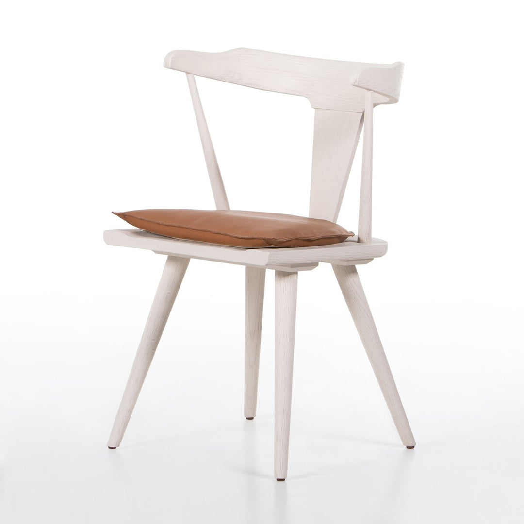 Harper Dining Chair - Off White - Whiskey Saddle