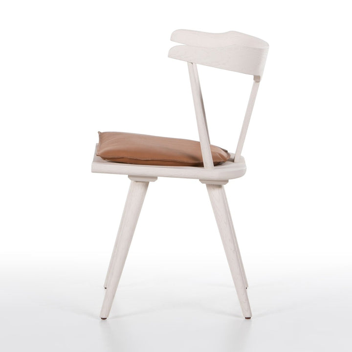 Harper Dining Chair - Off White - Whiskey Saddle