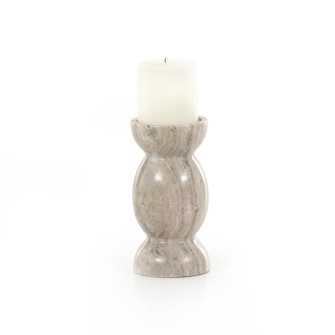 Kieran Pillar Candle Holder, Set Of 2 - River Grey Marble