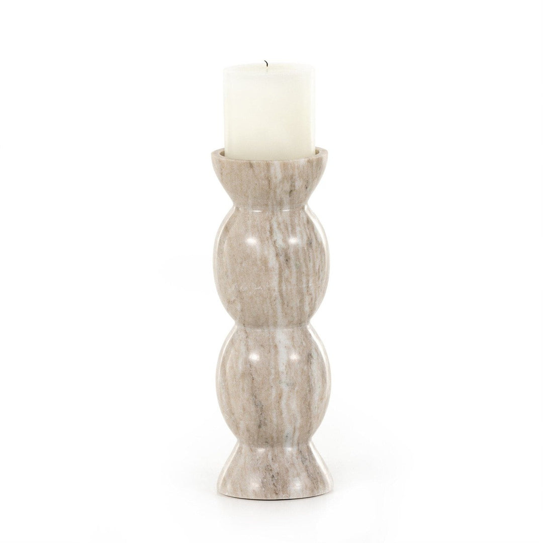 Kieran Pillar Candle Holder, Set Of 2 - River Grey Marble