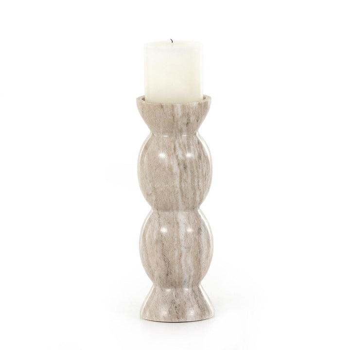 Kieran Pillar Candle Holder, Set Of 2 - River Grey Marble