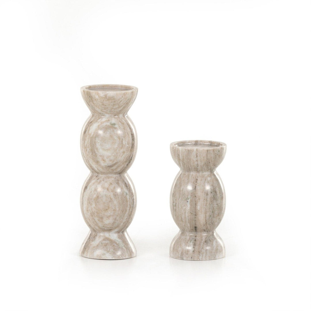 Kieran Pillar Candle Holder, Set Of 2 - River Grey Marble