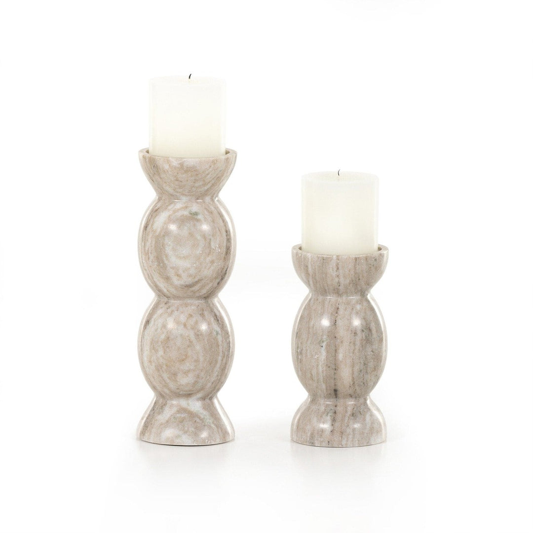 Kieran Pillar Candle Holder, Set Of 2 - River Grey Marble