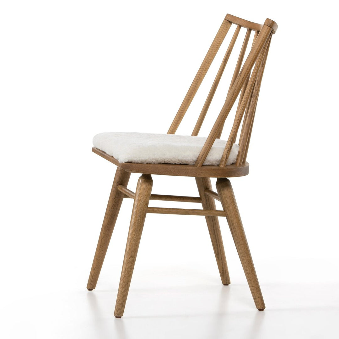 Clark Windsor Chair - Sandy Oak - Cream Shorn Sheepskin