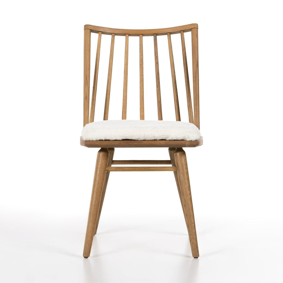 Clark Windsor Chair - Sandy Oak - Cream Shorn Sheepskin