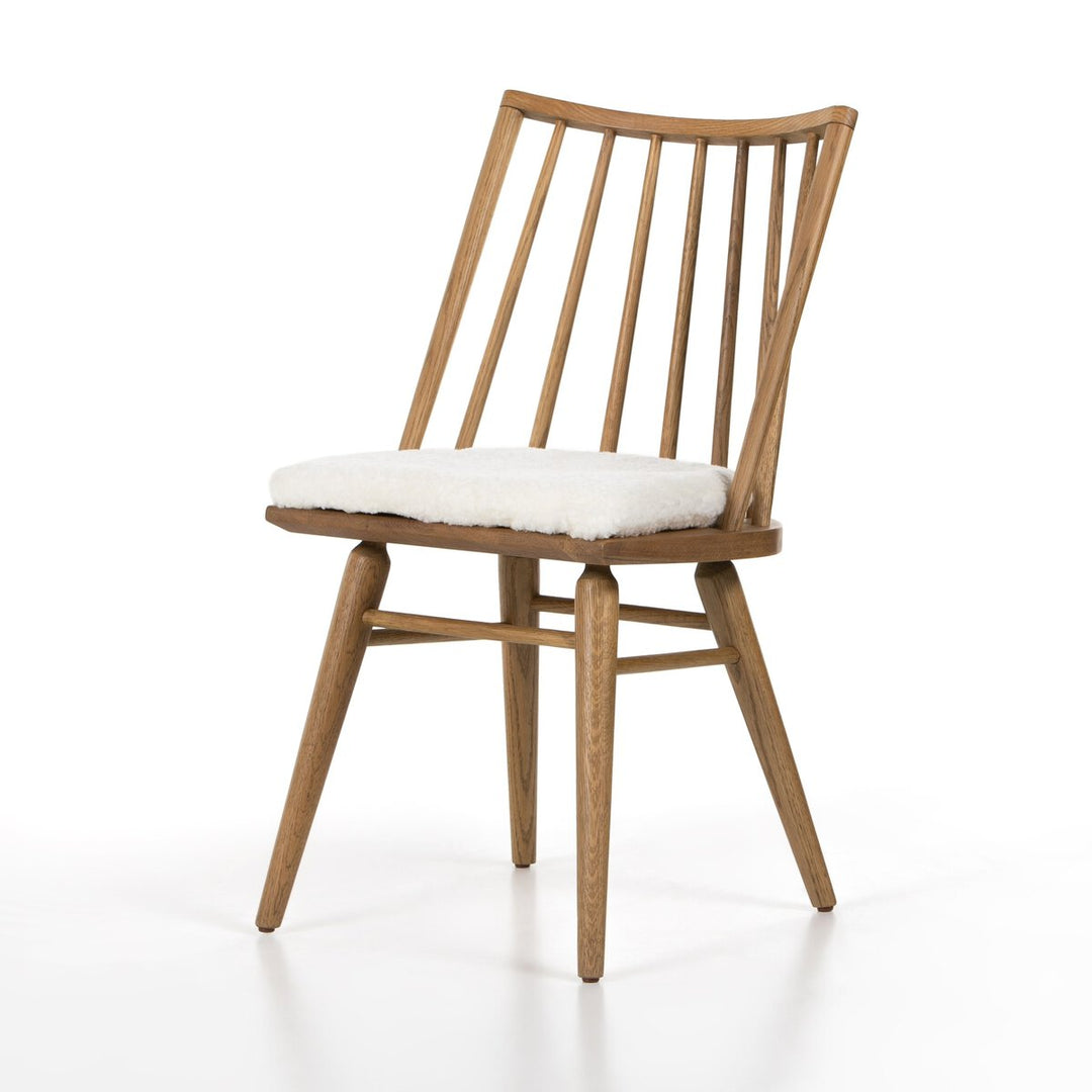 Clark Windsor Chair - Sandy Oak - Cream Shorn Sheepskin