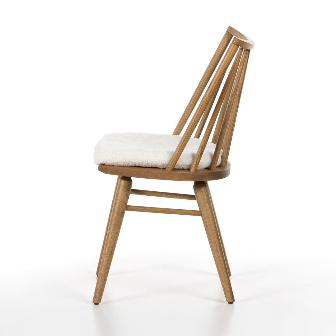 Clark Windsor Chair - Sandy Oak - Cream Shorn Sheepskin