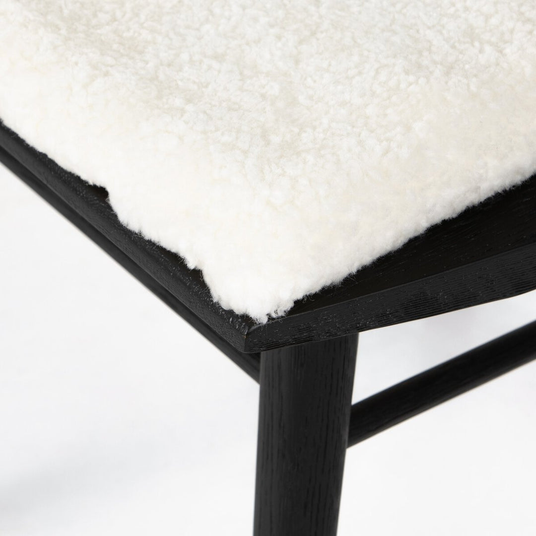 Clark Windsor Chair - Black Oak - Cream Shorn Sheepskin