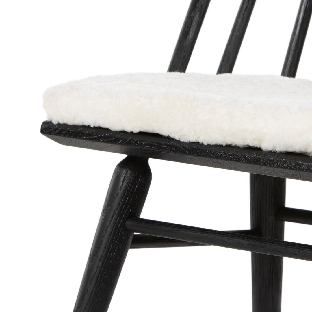 Clark Windsor Chair - Black Oak - Cream Shorn Sheepskin