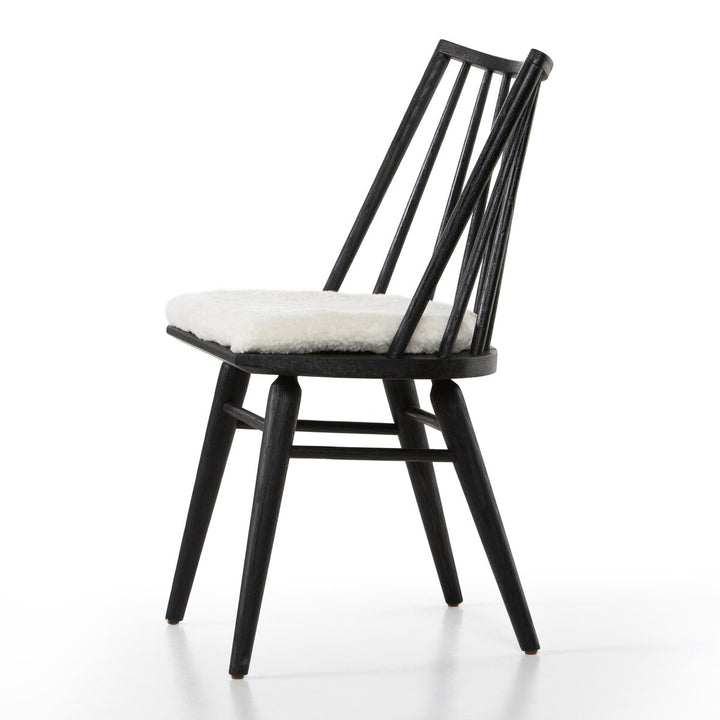 Clark Windsor Chair - Black Oak - Cream Shorn Sheepskin