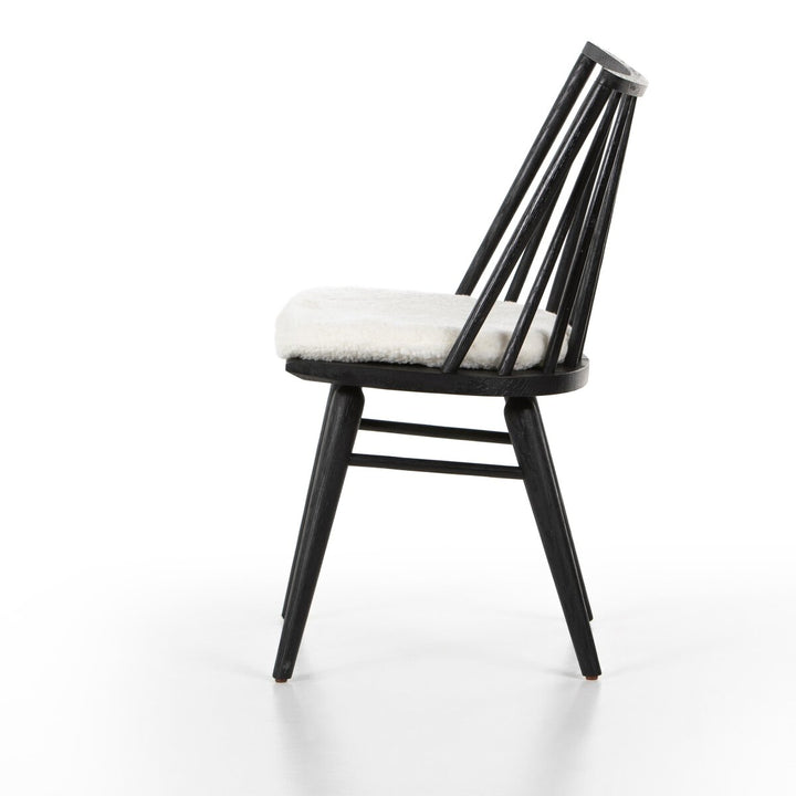 Clark Windsor Chair - Black Oak - Cream Shorn Sheepskin